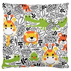 Seamless Pattern With Wildlife Cartoon Large Cushion Case (two Sides) by Simbadda