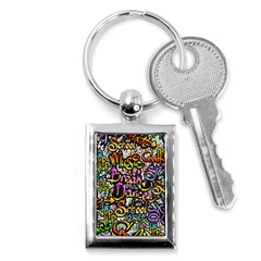 Graffiti Word Seamless Pattern Key Chain (rectangle) by Simbadda