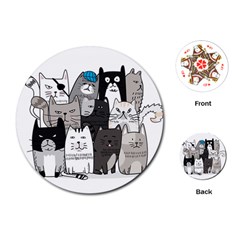Cute Cat Hand Drawn Cartoon Style Playing Cards Single Design (round) by Simbadda
