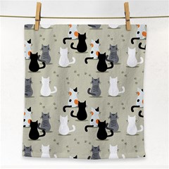 Cute Cat Seamless Pattern Face Towel by Simbadda