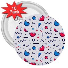 Hearts-seamless-pattern-memphis-style 3  Buttons (10 Pack)  by Simbadda