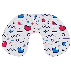 Hearts-seamless-pattern-memphis-style Travel Neck Pillow by Simbadda