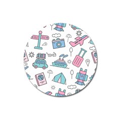 Transportation Seamless Pattern Magnet 3  (round) by Simbadda