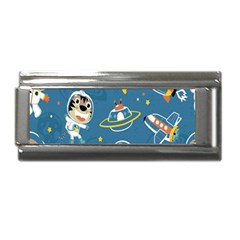 Seamless-pattern-funny-astronaut-outer-space-transportation Superlink Italian Charm (9mm) by Simbadda