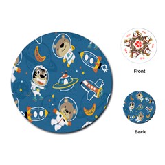 Seamless-pattern-funny-astronaut-outer-space-transportation Playing Cards Single Design (round) by Simbadda