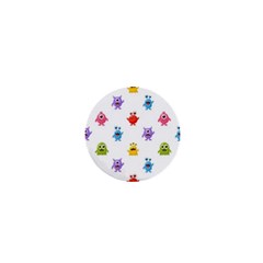 Seamless-pattern-cute-funny-monster-cartoon-isolated-white-background 1  Mini Buttons by Simbadda