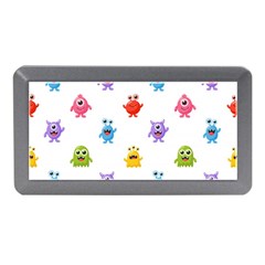 Seamless-pattern-cute-funny-monster-cartoon-isolated-white-background Memory Card Reader (mini) by Simbadda