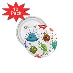 Dangerous-streptococcus-lactobacillus-staphylococcus-others-microbes-cartoon-style-vector-seamless-p 1 75  Buttons (10 Pack) by Simbadda