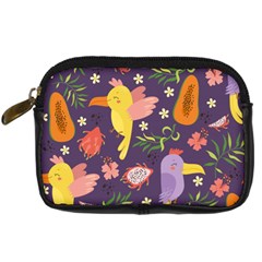 Exotic-seamless-pattern-with-parrots-fruits Digital Camera Leather Case by Simbadda
