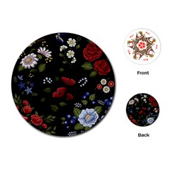 Floral-folk-fashion-ornamental-embroidery-pattern Playing Cards Single Design (round) by Simbadda