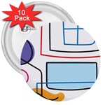 Sketch Line Art Doodles Design 3  Buttons (10 pack)  Front