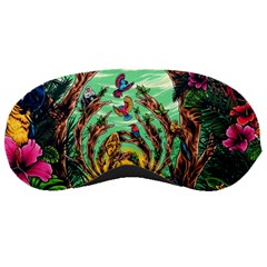 Monkey Tiger Bird Parrot Forest Jungle Style Sleep Mask by Grandong
