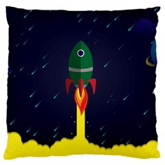 Rocket Halftone Astrology Astronaut Large Premium Plush Fleece Cushion Case (two Sides) by Bangk1t