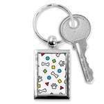 Dog Paw Seamless Pattern Footprint Bone Key Chain (Rectangle) Front