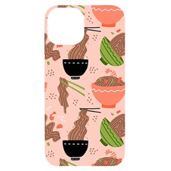 Japanese Street Food Soba Noodle In Bowl Pattern Iphone 14 Black Uv Print Case by Grandong