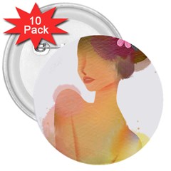 Lady 3  Buttons (10 Pack)  by RuuGallery10