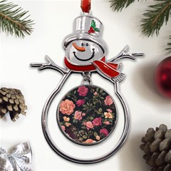 Flower Pattern Metal Snowman Ornament by Grandong