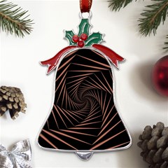 Wave Curve Abstract Art Backdrop Metal Holly Leaf Bell Ornament by Grandong