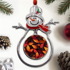 Leaves Autumn Metal Snowman Ornament by Grandong