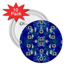 Oilpainting Blue Flowers In The Peaceful Night 2 25  Buttons (10 Pack)  by pepitasart