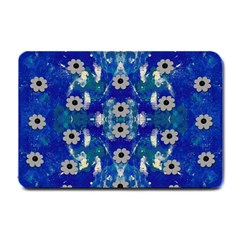 Oilpainting Blue Flowers In The Peaceful Night Small Doormat by pepitasart