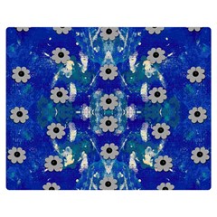 Oilpainting Blue Flowers In The Peaceful Night Premium Plush Fleece Blanket (medium) by pepitasart