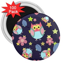 Owl-stars-pattern-background 3  Magnets (100 Pack) by pakminggu