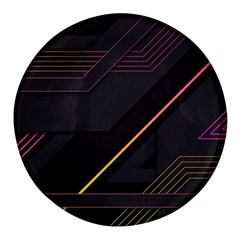 Gradient-geometric-shapes-dark-background Round Glass Fridge Magnet (4 Pack) by pakminggu