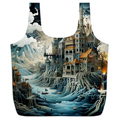 Castle Storm Sea Full Print Recycle Bag (xl) by pakminggu