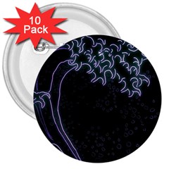 Vapor Wave Aesthetic Art Neon Asian Kanagawa Japanese 3  Buttons (10 Pack)  by Cowasu