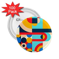 Geometric Shape Colorful Abstract Wave 2 25  Buttons (100 Pack)  by Cowasu