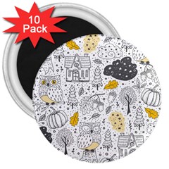 Doodle Seamless Pattern With Autumn Elements 3  Magnets (10 Pack)  by pakminggu