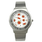 Seamless Background Pattern with Watermelon Slices Stainless Steel Watch Front