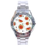 Seamless Background Pattern with Watermelon Slices Stainless Steel Analogue Watch Front
