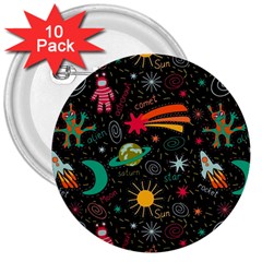 Space Seamless Pattern 3  Buttons (10 Pack)  by pakminggu