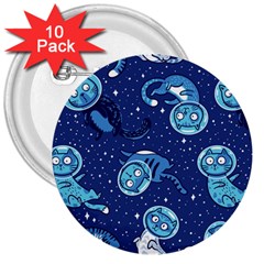 Cat Spacesuit Space Suit Astronauts 3  Buttons (10 Pack)  by pakminggu