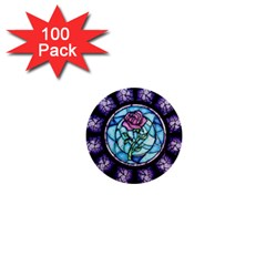 Cathedral Rosette Stained Glass Beauty And The Beast 1  Mini Buttons (100 Pack)  by Cowasu