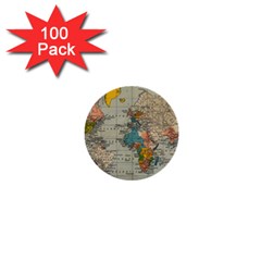 Vintage World Map 1  Mini Buttons (100 Pack)  by Cowasu