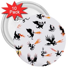 Dragon-phoenix-fire-bird-ancient 3  Buttons (10 Pack)  by Cowasu