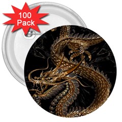 Fantasy Dragon Pentagram 3  Buttons (100 Pack)  by Cowasu