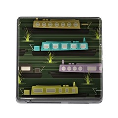 Narrow-boats-scene-pattern Memory Card Reader (square 5 Slot) by Cowasu