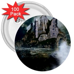 Sea-island-castle-landscape 3  Buttons (100 Pack)  by Cowasu