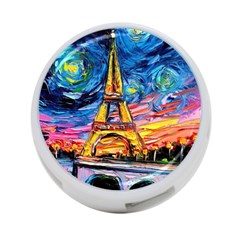 Eiffel Tower Starry Night Print Van Gogh 4-port Usb Hub (one Side) by Sarkoni