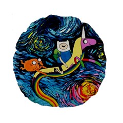 Cartoon Parody  Art Starry Night Van Gogh Standard 15  Premium Round Cushions by Sarkoni