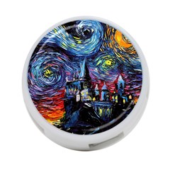 Castle Starry Night Print Van Gogh Parody 4-port Usb Hub (one Side) by Sarkoni
