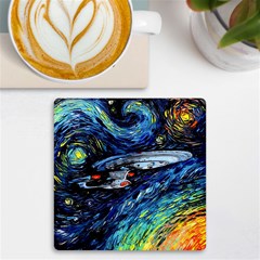 Spaceship Galaxy Parody Art Starry Night Uv Print Square Tile Coaster  by Sarkoni