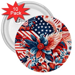 America Pattern 3  Buttons (10 Pack)  by Valentinaart