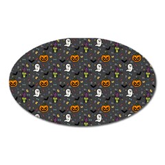 Halloween Pattern Bat Oval Magnet by Bangk1t