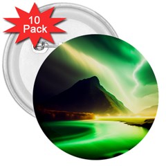 Aurora Lake Neon Colorful 3  Buttons (10 Pack)  by Bangk1t