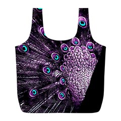 Purple Peacock Full Print Recycle Bag (l) by Bedest